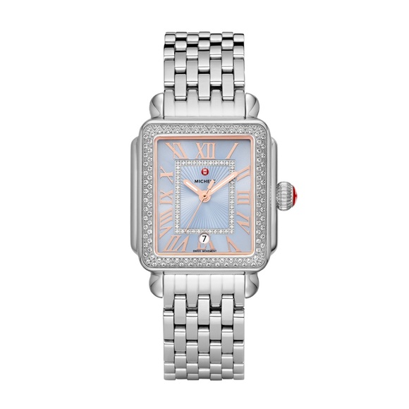 Michele Deco Sky Madison Stainless Steel with Pink Gold Accents - Picture 1 of 8